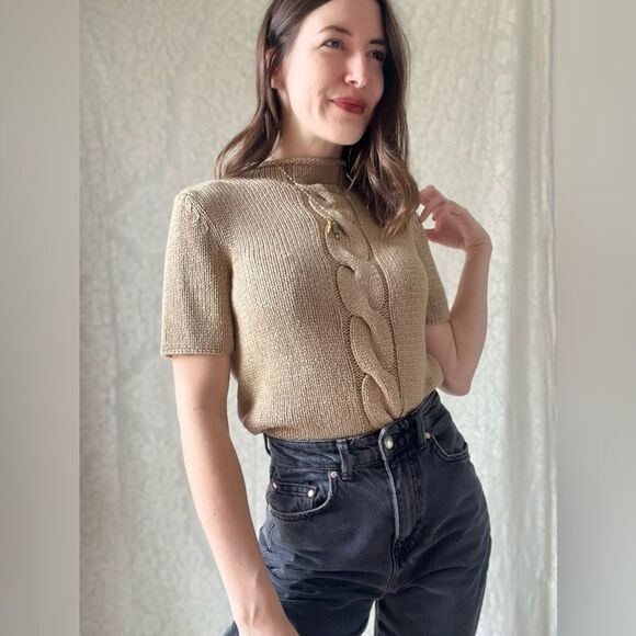 Vintage 90s Norton Studio Mock Neck Knit Sweater Top – Tagged Petite Medium - Picture 4 of 10